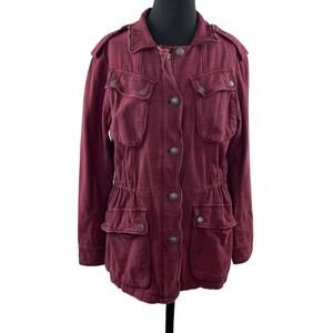 FREE PEOPLE Not Your Brother’s Surplus Jacket Burgundy Purple 100% Cotton M